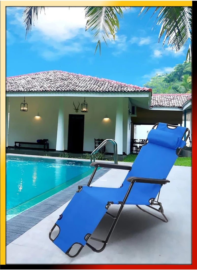DBLEW - Adjustable Folding Reclining Lounge Chair Zero Gravity Beach Chair Outdoor and Indoor Sun Lounger Bench Lying Bed Compact Foldable For Pool Side Patio Beach Picnic Camping Garden Balcony Relaxation - Image 1