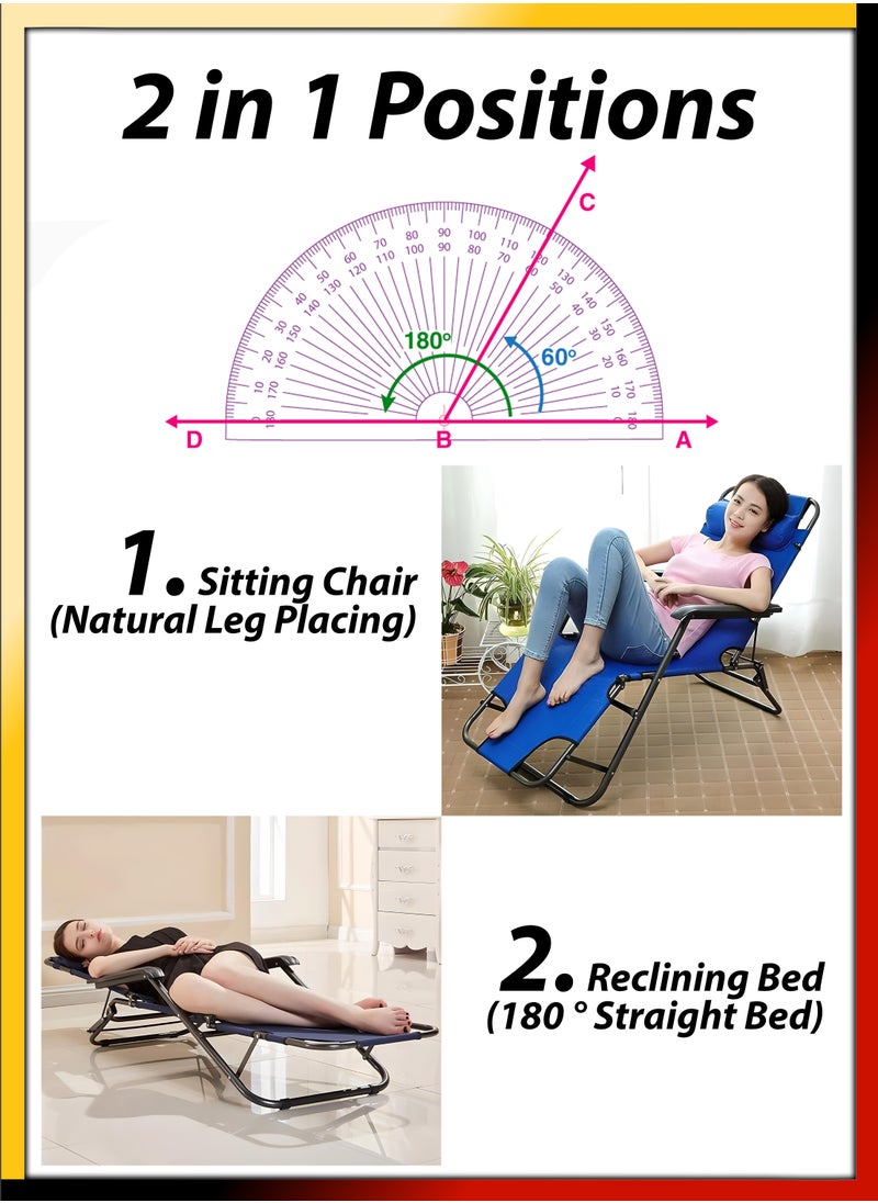 DBLEW - Adjustable Folding Reclining Lounge Chair Zero Gravity Beach Chair Outdoor and Indoor Sun Lounger Bench Lying Bed Compact Foldable For Pool Side Patio Beach Picnic Camping Garden Balcony Relaxation - Image 1