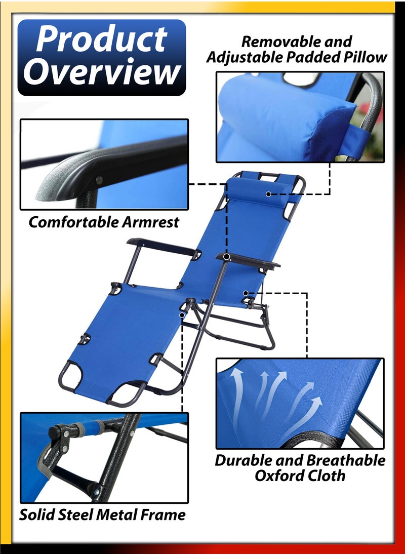DBLEW - Adjustable Folding Reclining Lounge Chair Zero Gravity Beach Chair Outdoor and Indoor Sun Lounger Bench Lying Bed Compact Foldable For Pool Side Patio Beach Picnic Camping Garden Balcony Relaxation - Image 1