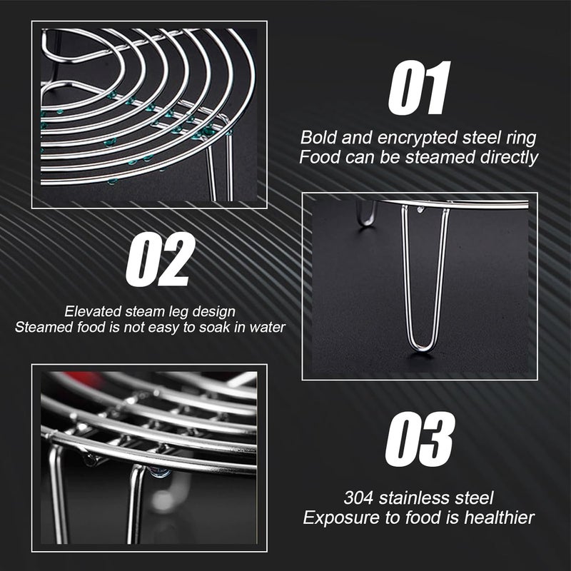 MDEOOSKY Round Steamer Rack and Cooling Rack,Stainless Steel Pot Trivet, Cooking Rack,Wire Steamer Kettle Rack Holder, Air Fryer Cooking Steamer Rack for Baking Canning Cooking Steaming, 9.5''X2.8''… - Image 5