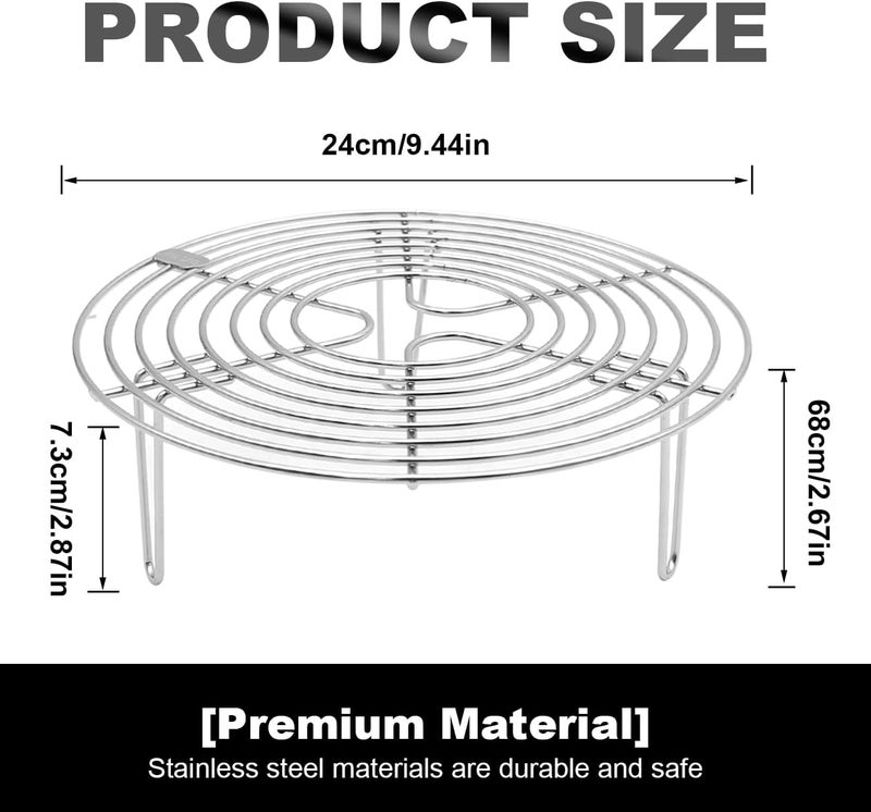 MDEOOSKY Round Steamer Rack and Cooling Rack,Stainless Steel Pot Trivet, Cooking Rack,Wire Steamer Kettle Rack Holder, Air Fryer Cooking Steamer Rack for Baking Canning Cooking Steaming, 9.5''X2.8''… - Image 2