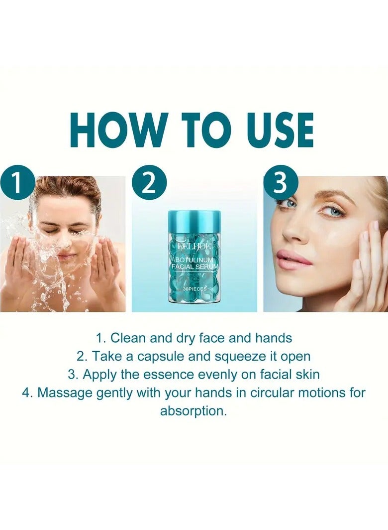 EELHOE 30pcs Botulinum Facial Serum Gel - Hydrating & Firming Skin Essence with Hyaluronic Acid, Glycerol, and Vitamin B5 for All Skin Types - Unscented, Moisturizing, and Gentle Leg Care - Image 4