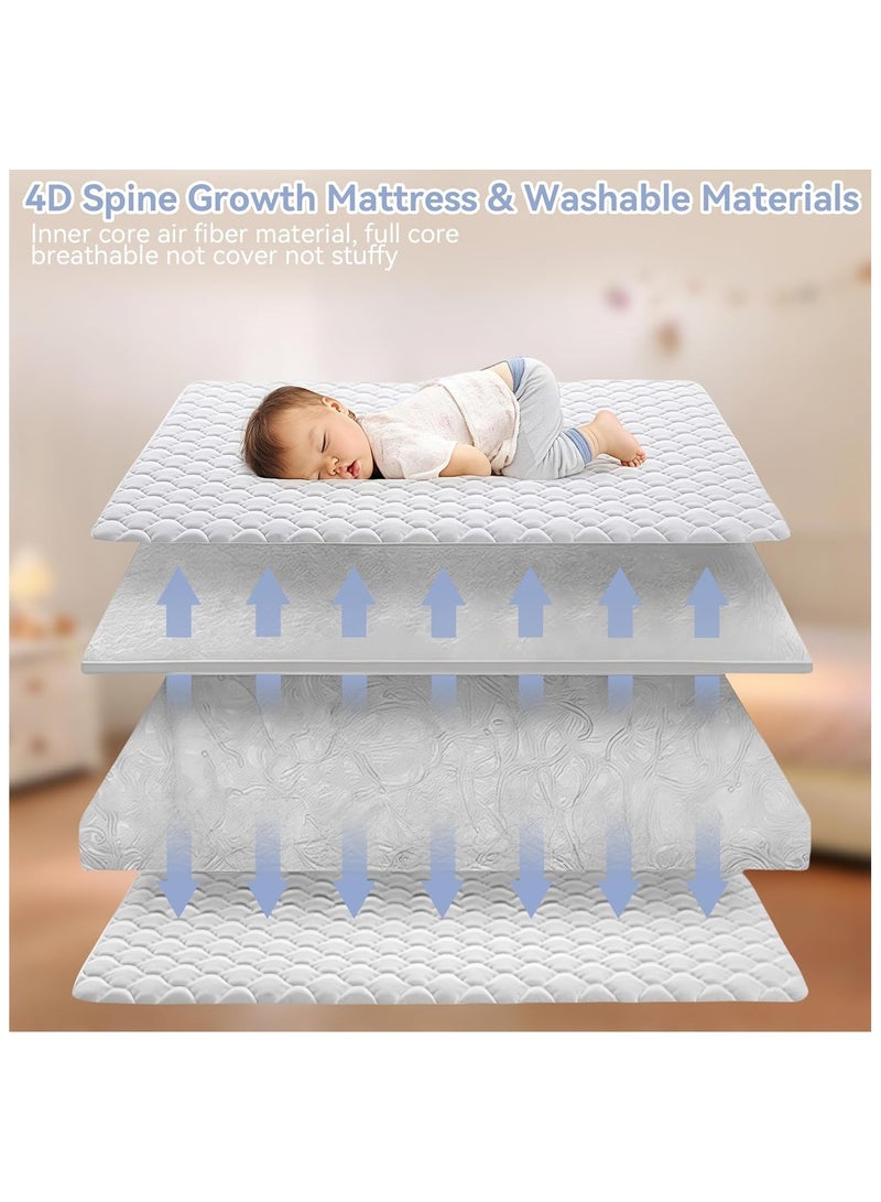 NNEWVANTE 4 in 1 Baby Bassinet & Bedside Sleeper with Soft Mattress, Ultra-Breathable & Washable, Removable Mosquito Net, 6 Height Adjustable, Rocking Mode, Storage Basket, Wheels, Easy Assemble & Folding - Image 2