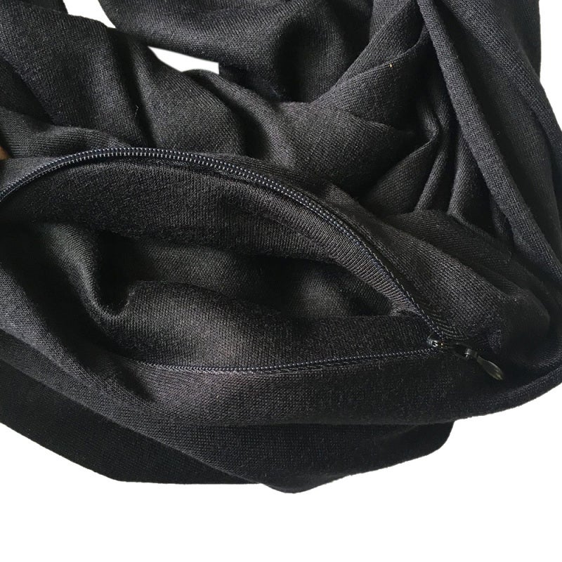 Versatile Scarf: Black, Breathable No Fade No Pilling Fabric - Hidden Zipper Pocket, Converts To Clutch for Travel, Night Out, Casual Use, Gift for Lovers Family Friends - Image 2