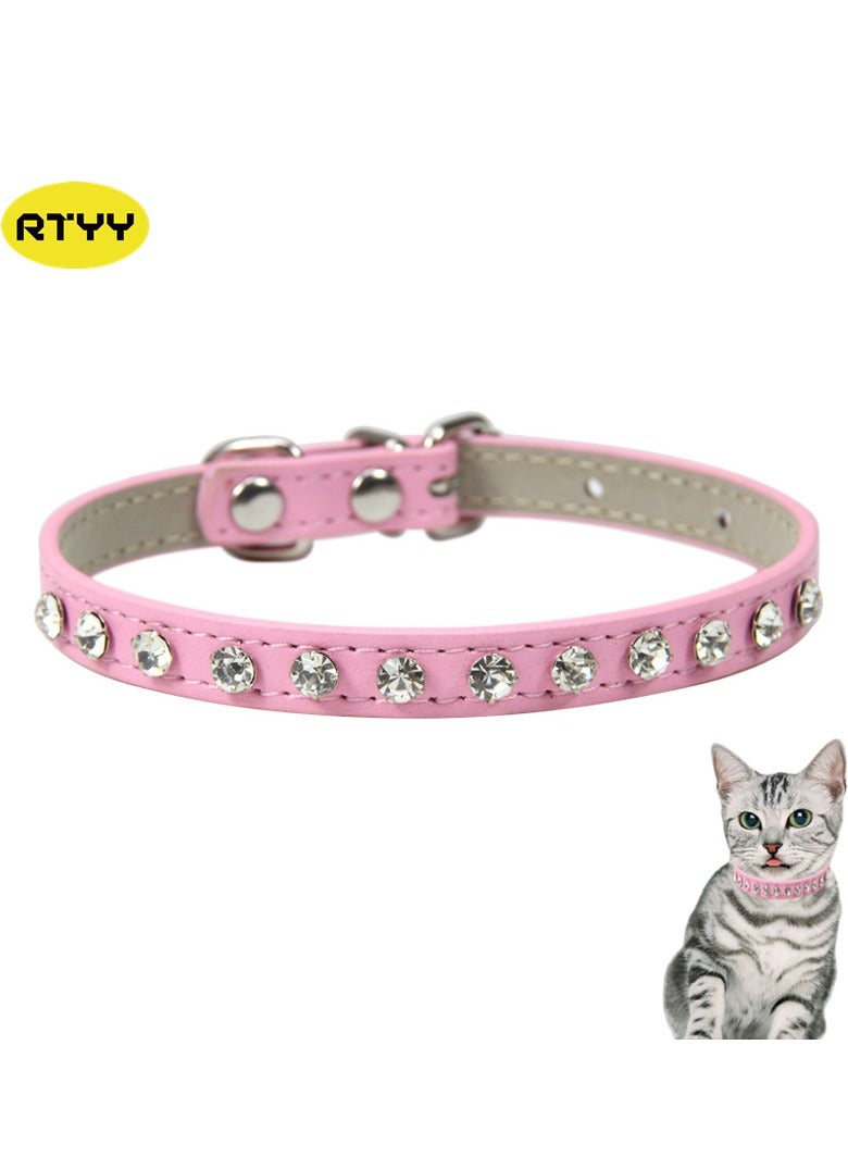 RTYY طوق للقطط، طوق من جلد الحيوانات الأليفة من الألماس وحجر الراين، طوق قابل للتعديل، مجوهرات قلادة للحيوانات الأليفة الصغيرة للقطط والكلاب - Image 1