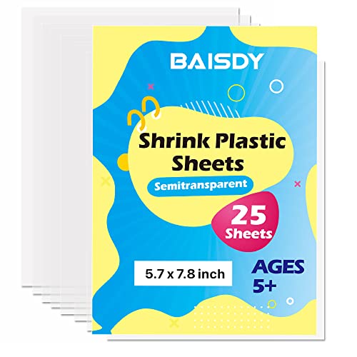 BAISDY 25Pcs Shrink Plastic Sheets for Crafts Heat Shrink Paper for Crafts Kids DIY Jewelry Making, 14.5x20cm - Image 1