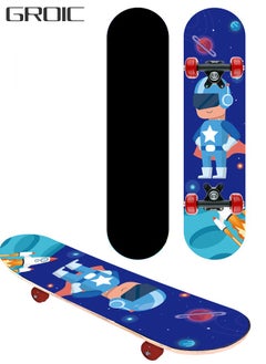 GROIC Skateboards Four-Wheel Skateboard Medium Size Board Space Theme Colorful Double-Sided Pattern for Beginner Skateboard or Kids Youth  - Image 1