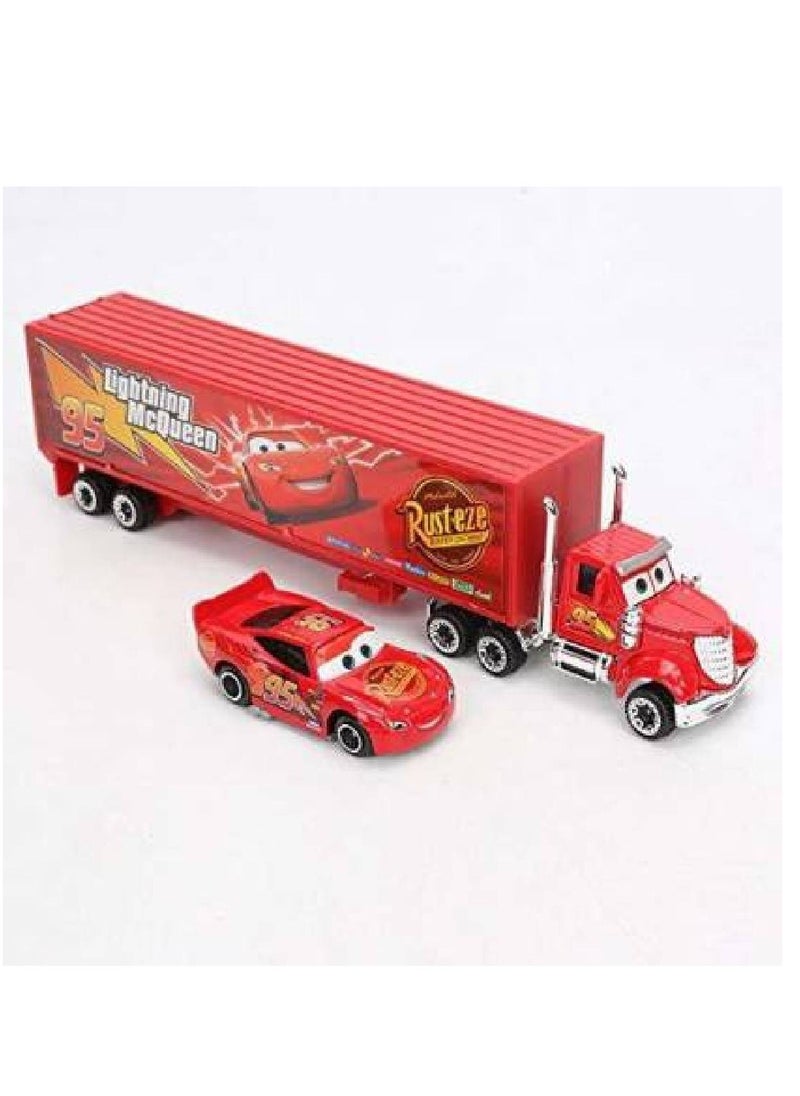 Rusteze McQueen Truck with 4 Cars Die Cast Toy Set  - Image 2