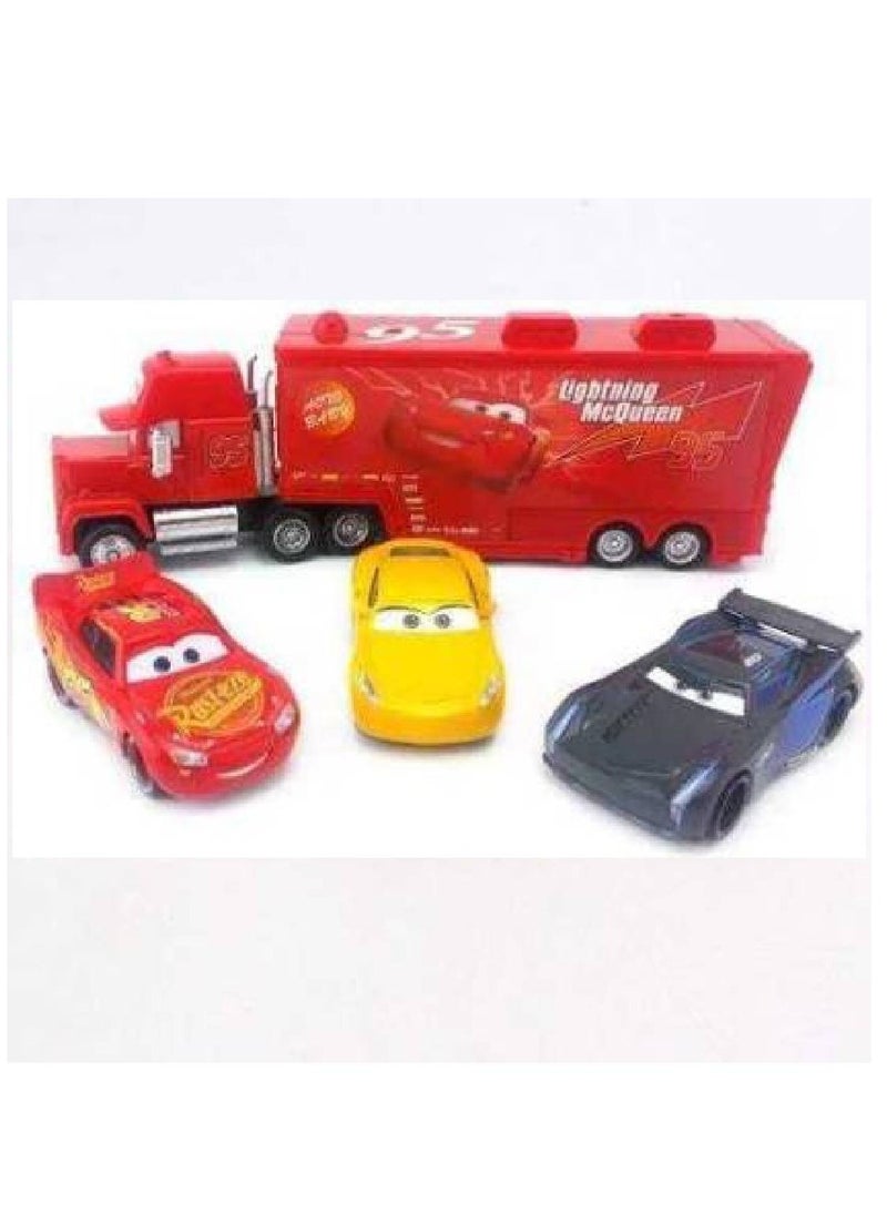 Rusteze McQueen Truck with 4 Cars Die Cast Toy Set  - Image 3