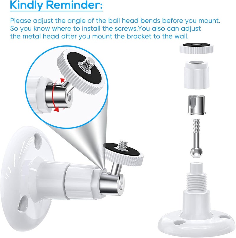 FASTSNAIL Wall Mount Compatible with Wyze Cam Pan V3 & Wyze Cam V4/V3 & Wyze Cam Outdoor/Indoor, 360 Degree Swivel Adjustable Bracket for Wyze Cam and Other Camera with Same Interface 2 Pack - Image 4