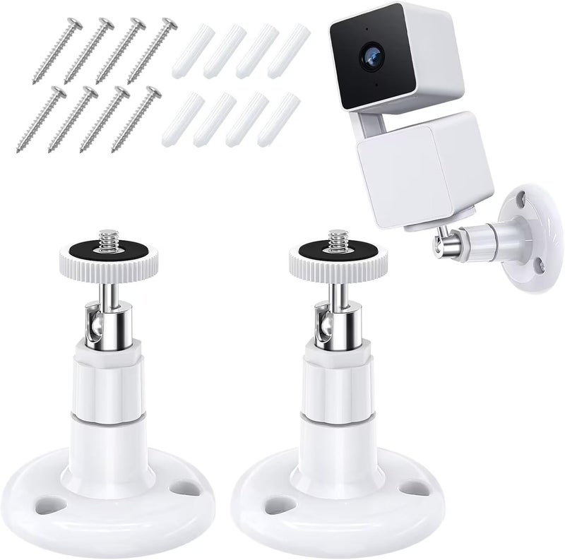 FASTSNAIL Wall Mount Compatible with Wyze Cam Pan V3 & Wyze Cam V4/V3 & Wyze Cam Outdoor/Indoor, 360 Degree Swivel Adjustable Bracket for Wyze Cam and Other Camera with Same Interface 2 Pack - Image 1