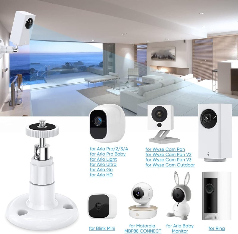 FASTSNAIL Wall Mount Compatible with Wyze Cam Pan V3 & Wyze Cam V4/V3 & Wyze Cam Outdoor/Indoor, 360 Degree Swivel Adjustable Bracket for Wyze Cam and Other Camera with Same Interface 2 Pack - Image 2