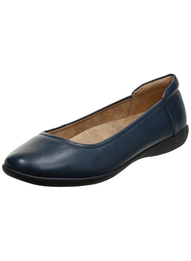 Naturalizer Womens Flexy Comfortable Slip On Round Toe Ballet Flats,Navy Leather, 39.5 EU Wide - Image 1