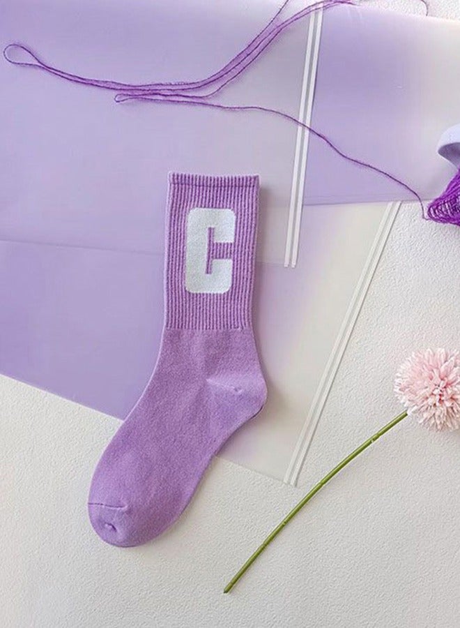 زوج واحد من الجوارب الأرجوانية حتى منتصف الساق للنساء - Image 3