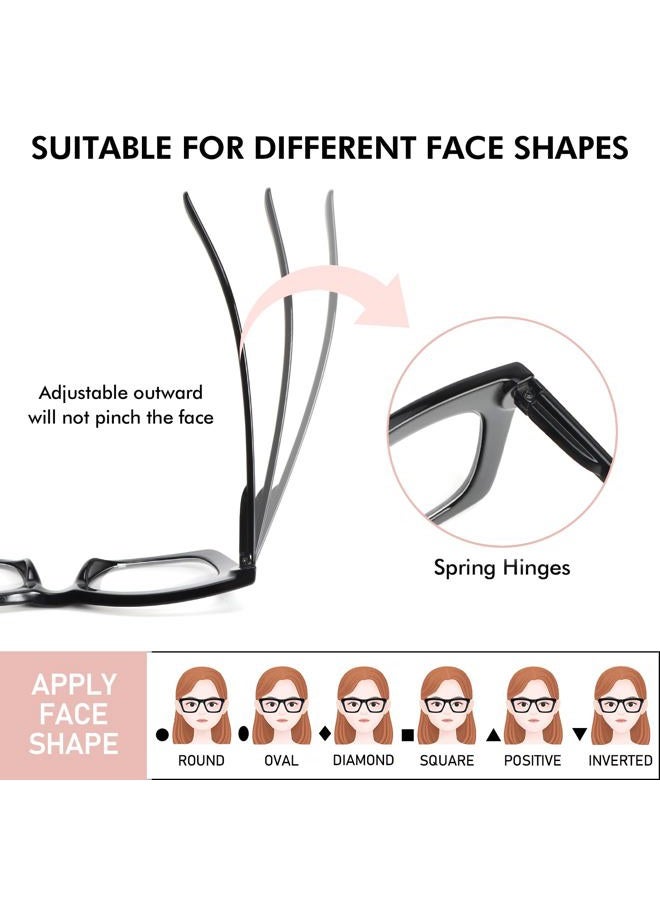 REAVEE Oprah Style Reading Glasses for Women Blue Light Blocking Computer Fashion Readers with Spring Hinge and Glasses pouch （Black/Pink/Tortoise +2.75） - Image 4
