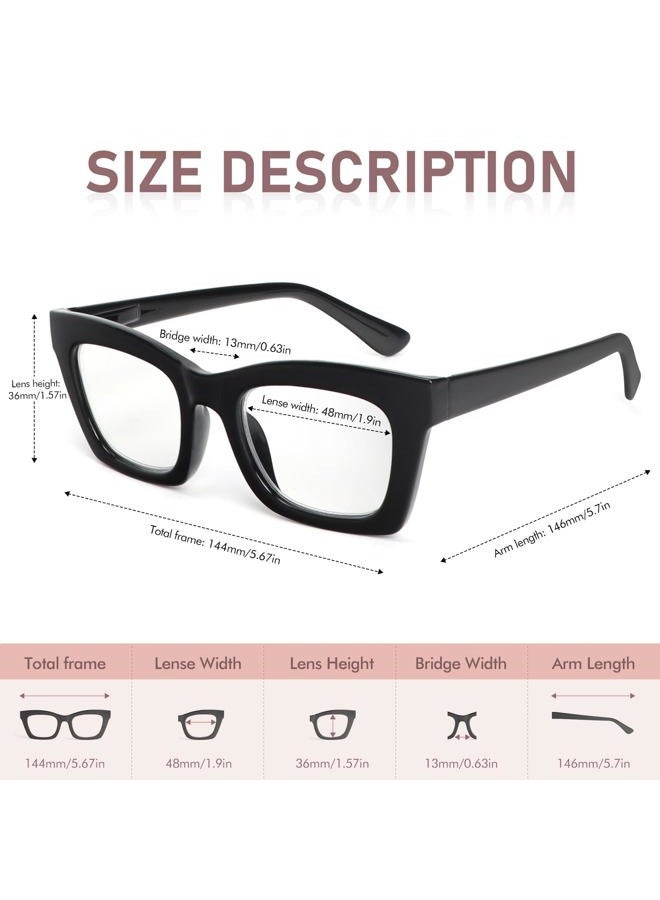 REAVEE Oprah Style Reading Glasses for Women Blue Light Blocking Computer Fashion Readers with Spring Hinge and Glasses pouch （Black/Pink/Tortoise +2.75） - Image 2