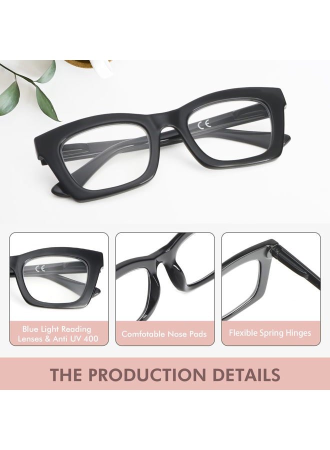 REAVEE Oprah Style Reading Glasses for Women Blue Light Blocking Computer Fashion Readers with Spring Hinge and Glasses pouch （Black/Pink/Tortoise +2.75） - Image 3