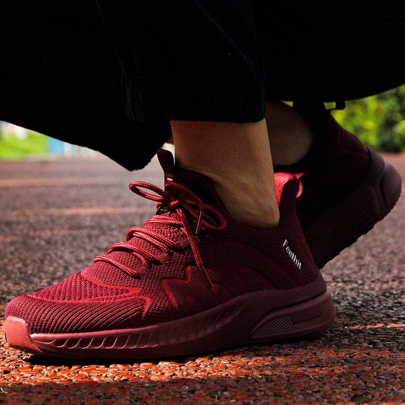 Feethit Mens Slip on Sneakers Casual Non Slip Lightweight Breathable Athletic Tennis Gym Walking Running Shoes Burgundy 10 - Image 2