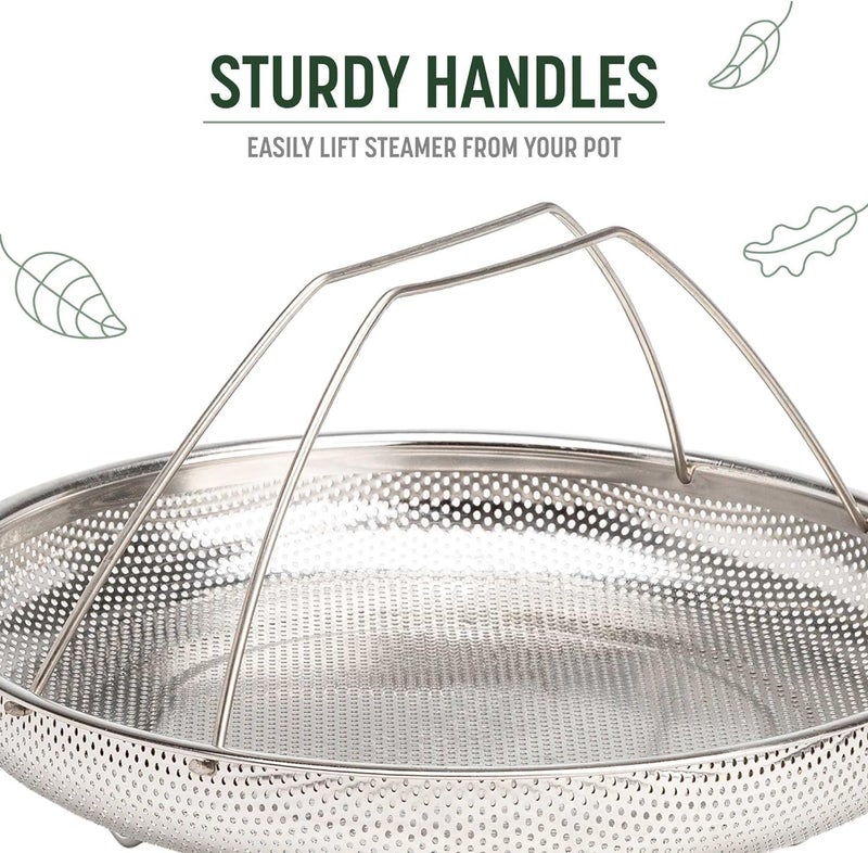 REXOTEX Steamer Basket Plate for Cooking Stainless Steel Vegetable Steamer Basket with Handle for Pan and Instant Pot Pan Steamer Basket Insert Strainer and Rice Washer for Cooking Food - Image 3