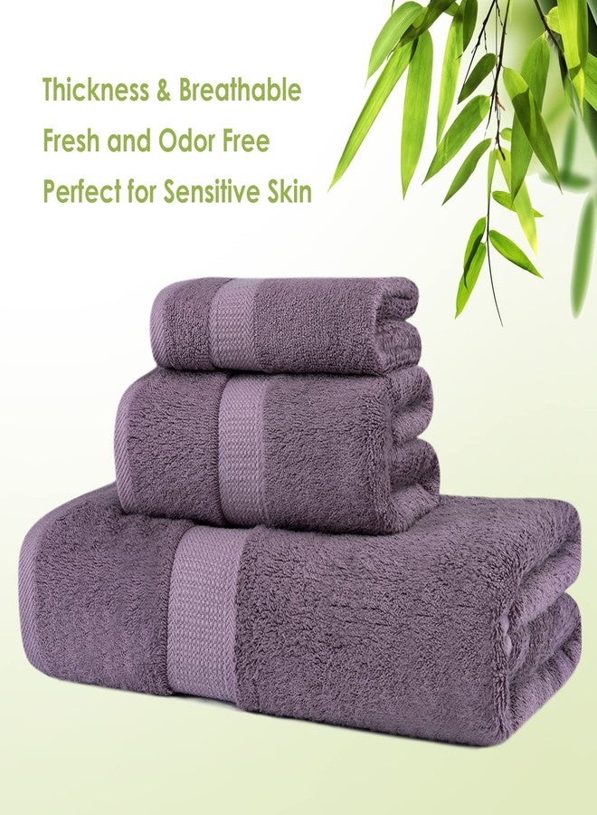 CANFOISON 3PC Bathroom Towel Set for Face and Body, Sensitive Skin Lavender Purple Luxury Towels Set for Adult Students Kids Baby, Super Soft Highly Absorbent Towels Set for Bathroom 3 PC - Image 2