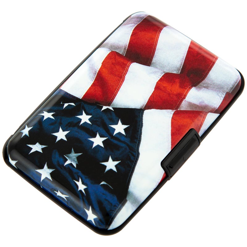 Kaabao RFID Blocking Small Metal Credit Card Holder Wallet for Women Men Business Aluminum Protector Sleeves Slim Mini Cards Case (USA American Flag) - Image 1