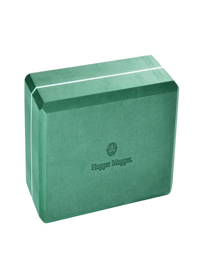 هوجر موغر مكعب يوغا إسفنجي من Hugger Mugger مقاس 4 بوصات - لون أخضر دائم - قوي وثابت، حواف مشطوفة لمزيد من الراحة، الحجم الأكثر شيوعًا، يساعد على المحاذاة والدعم في العديد من الوضعيات - Image 1