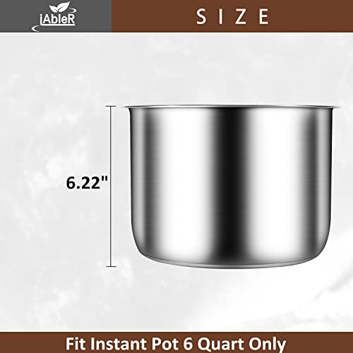 iAbler Genuine Inner Pot for Instant Pot 6 Qt Pot for InstaPot Inner Cooking Pot Stainless Steel (Equivalent to IP-POT-SS304-60) Nonstick Pots for IP-DUO, LUX, CSG 6Qt - Image 5
