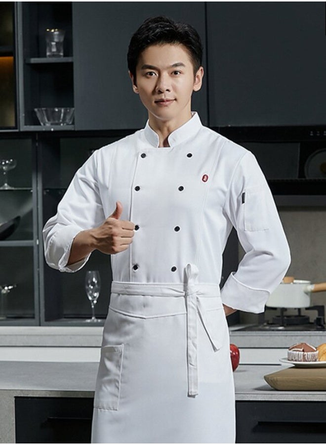 NIBEMINENT Chef Overalls Men's Long-Sleeved Autumn and Winter Kitchen Clothes Chef Uniform Hotel Catering Workwear Female - Image 1