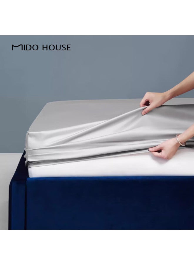 Mido House Mingdu 100% Cotton Fitted Sheet Set, Bed Cover, Mattress Protector, Pillowcases, Three-piece Set, 1.8x2 Meters, Champagne Gold - Image 1