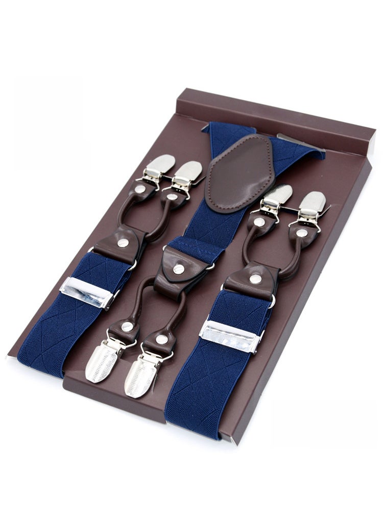 Generic - Mens Elastic Suspenders Six-Clip Set Corn-Black - Image 1