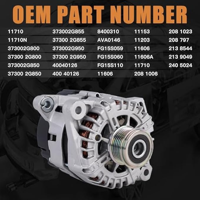 Seaforie 37300-2G800 مولد كهربائي 150A متوافق مع هيونداي سوناتا 2014 كيا أوبتيما 2014 2015 2013 2014 2015 2016 هيونداي سانتا في سبورت 2012 2013 2014 كيا سورينتو يحل محل مولدات 37300-2G855 37300-2G950 - Image 2