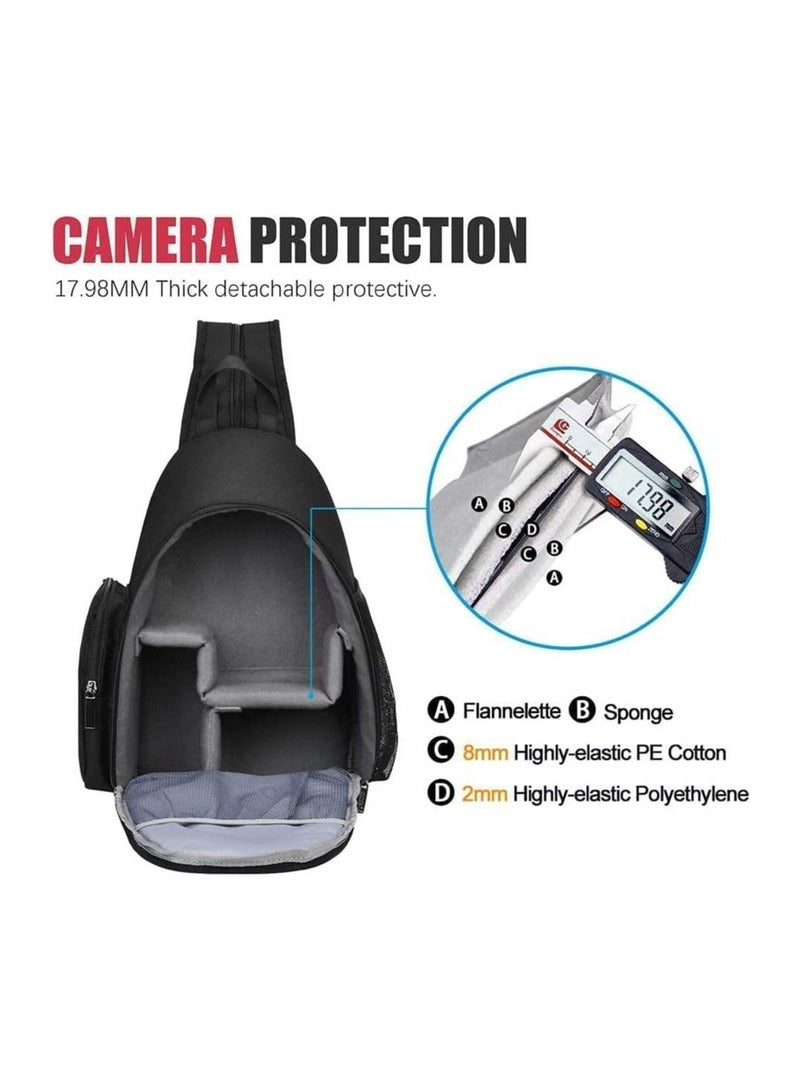 DAX STAR Camera Bag, Sling Camera Case Shoulder Backpack with Tripod Holder Compatible with Canon Nikon Sony Pentax DSLR SLR Mirrorless Cameras Black  - Image 2
