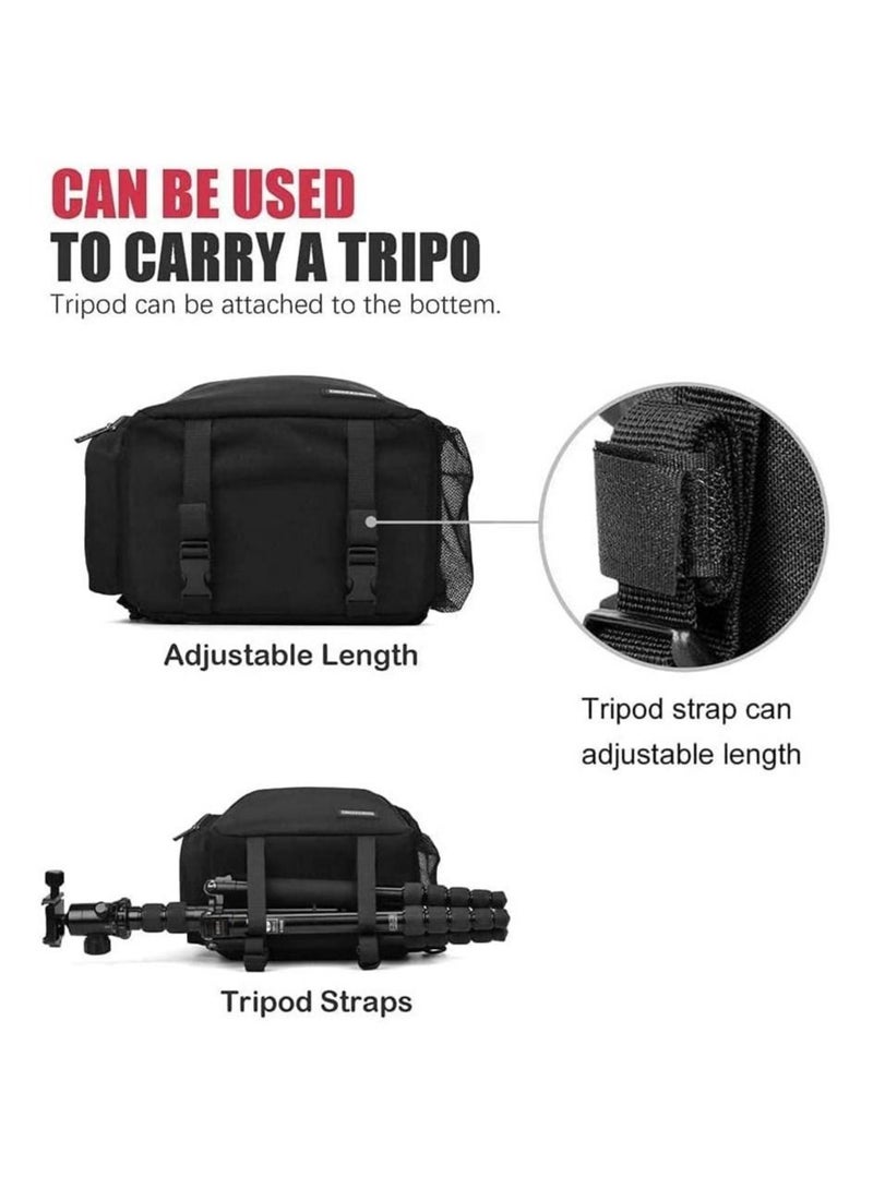 DAX STAR Camera Bag, Sling Camera Case Shoulder Backpack with Tripod Holder Compatible with Canon Nikon Sony Pentax DSLR SLR Mirrorless Cameras Black  - Image 4