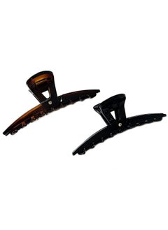 Parcelona Pinch Small Concealed Spring In Tortoise Shell And Black Hair Clips Claws With Crystal For Fine Hair  - Image 1