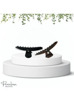 Parcelona Pinch Small Concealed Spring In Tortoise Shell And Black Hair Clips Claws With Crystal For Fine Hair  - Image 4
