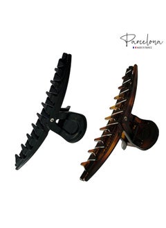 Parcelona Pinch Small Concealed Spring In Tortoise Shell And Black Hair Clips Claws With Crystal For Fine Hair  - Image 5