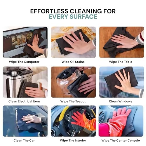 MIORAH 5Pcs Thickened Magic Microfiber Cleaning Cloth | Reusable Lint-Free Streak-Free Cloths for Car, Kitchen, Floor, Glass, Laptop & Home Use – Soft, Durable, Multipurpose - Image 5