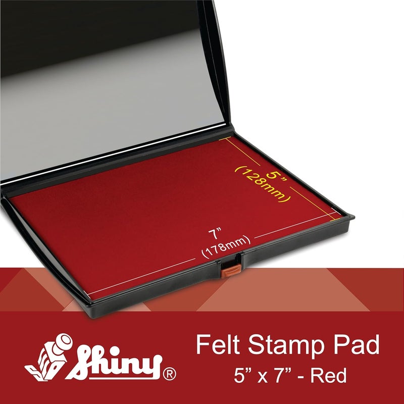 Supply360 AS-SHI0940195 Shiny Large Stamp Pad, Felt, Plastic Cover, S4, 5" x 7", Red Ink - Image 2