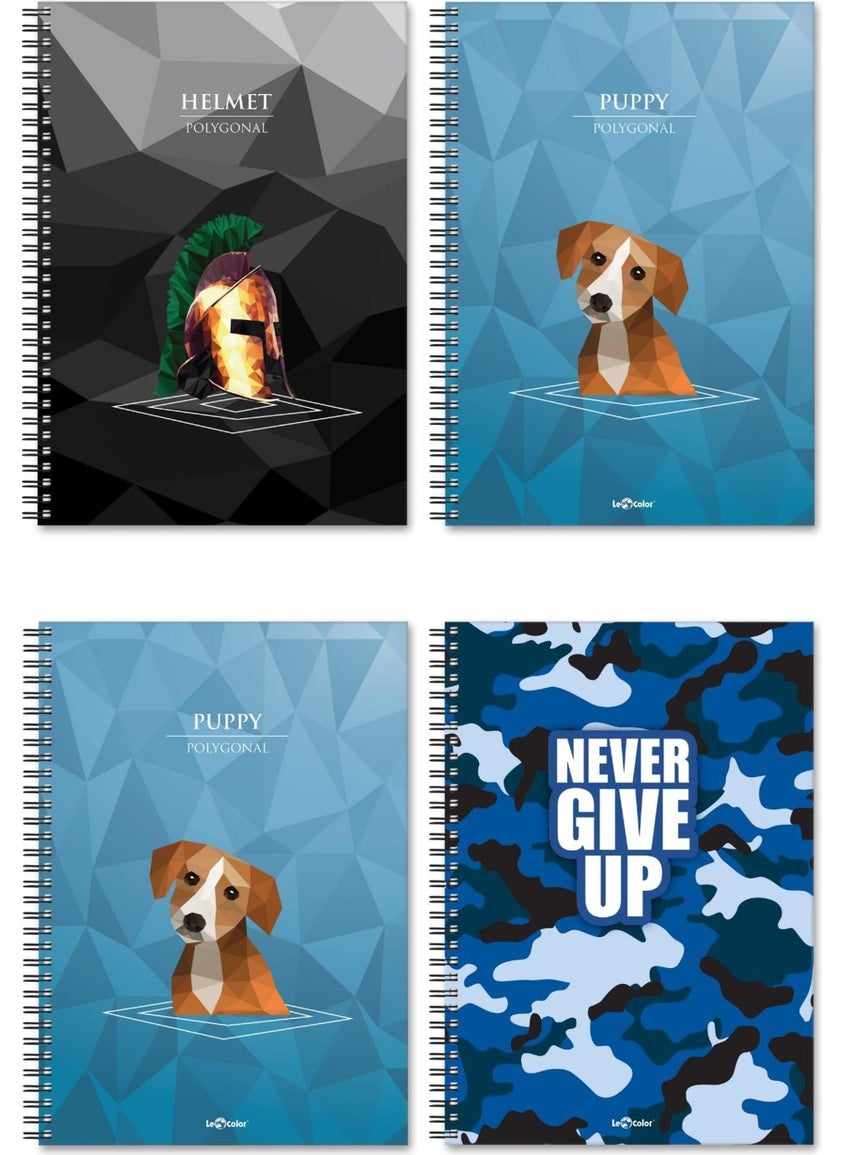 Le Color - 4-Piece School Notebook Set A5 Polygonal Square 200 Pages - Image 1