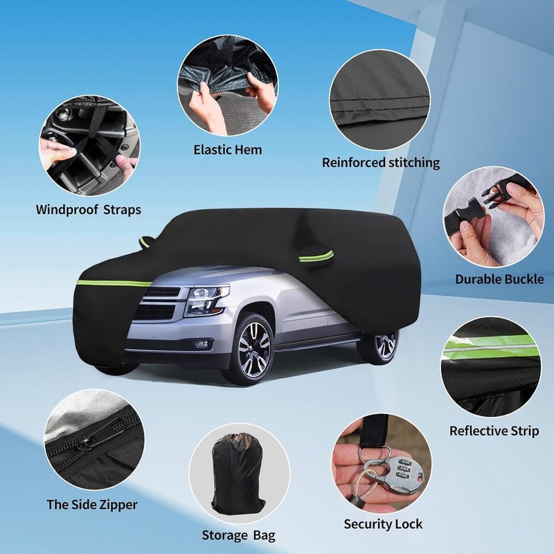 ATBKJ Waterproof Car Cover for 2007-2023 Chevy Suburban/GMC Yukon XL/Cadillac Escalade ESV - Heavy Duty All Weather Protection - Image 2