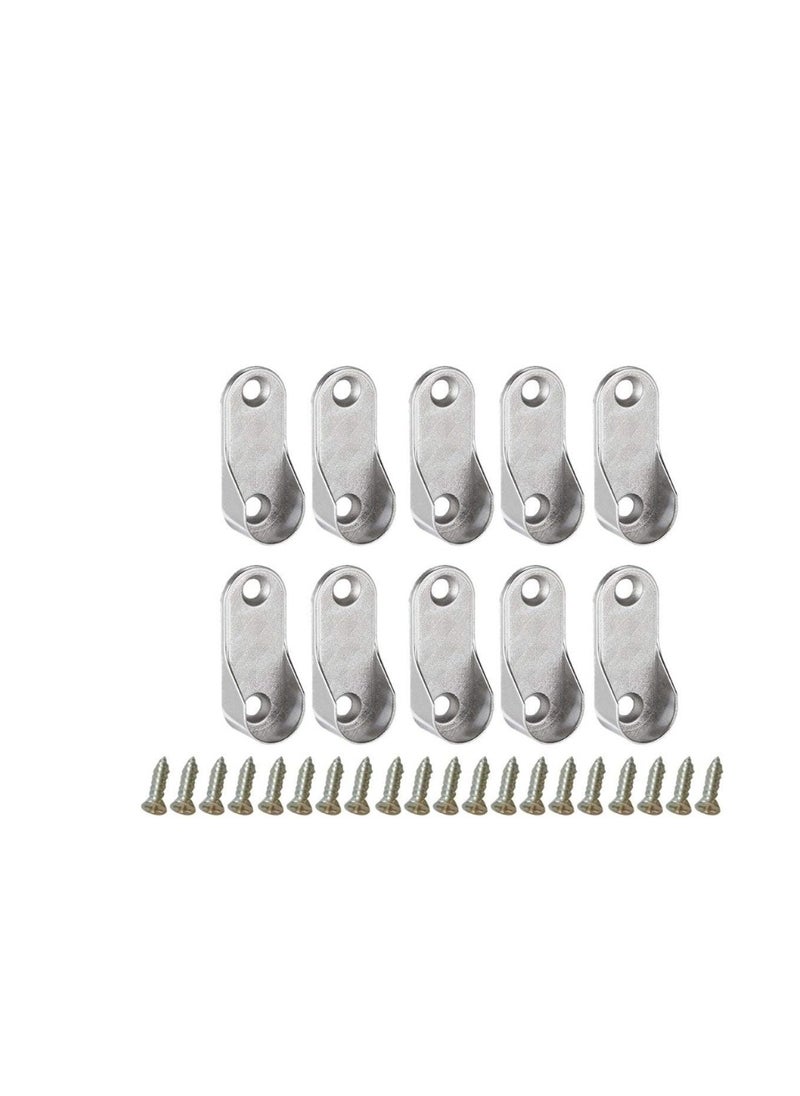 KNP Topbathy Oval Closet Rod End Supports Furniture Hardware Accessories Wardrobe Tube Support Bracket Clothes Hanging Rod Holder (10Pcs Support and 20Pcs Screws) 30Pcs  - Image 1