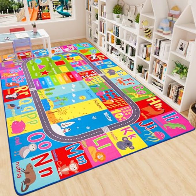 HOMORE Kids Educational Rug, 5x7 Kids Collection Area Rug for Learning Alphabet, Numbers, Colors, Season and Animal Words, Playmat for Classroom Playroom - Image 3