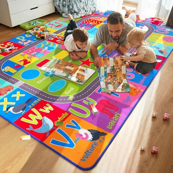 HOMORE Kids Educational Rug, 5x7 Kids Collection Area Rug for Learning Alphabet, Numbers, Colors, Season and Animal Words, Playmat for Classroom Playroom - Image 4
