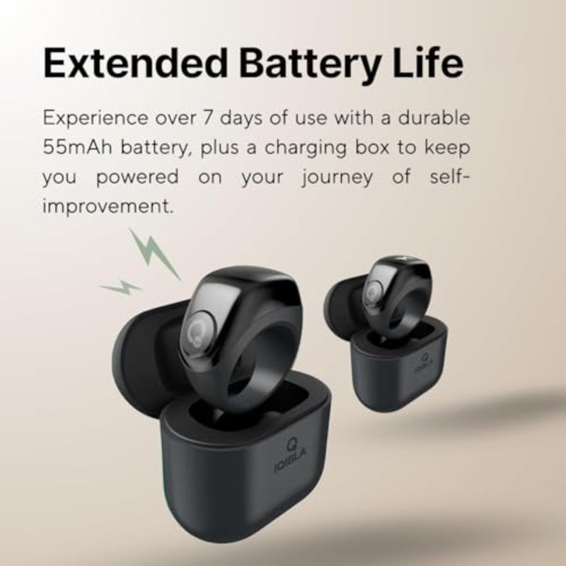 Smart Zikr Ring for prayer reminder, stainless steel, black, OLED display and IP67 waterproof with charging case - Image 4