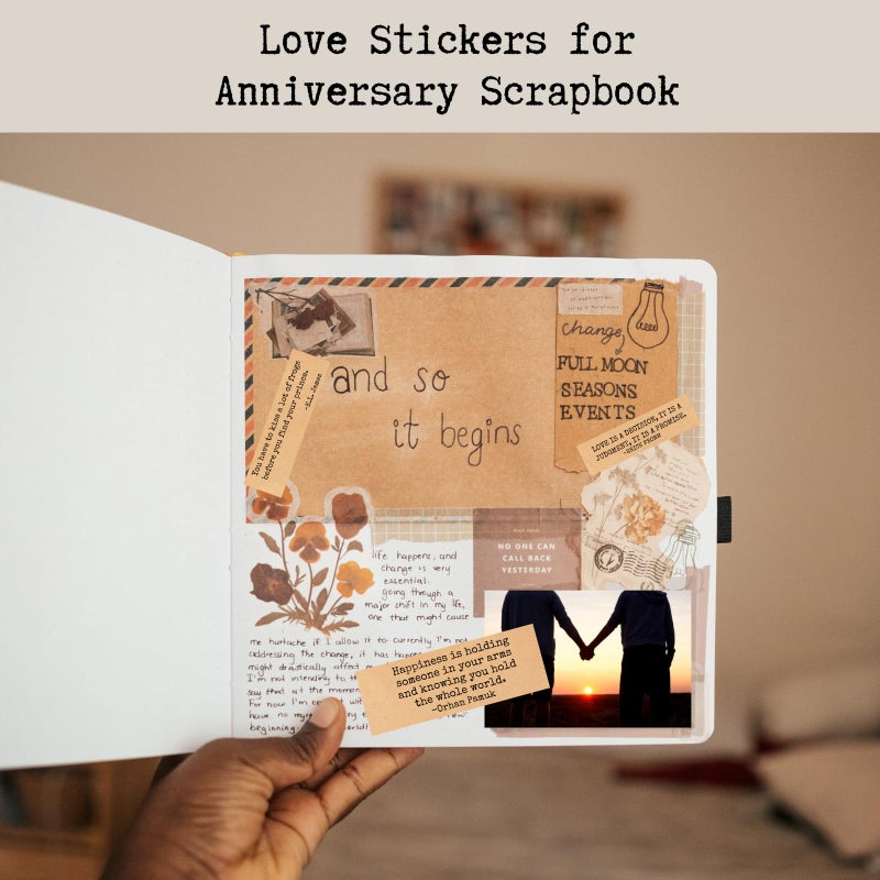TriluckyDeco Wedding Scrapbook Stickers Love Quotes Vintage,Couples Lover Themed Anniversary Photo Album Retro Ephemera Scrap Booking Supplies Aesthetic Junk Journal Journaling for Adults Art Collage - Image 5