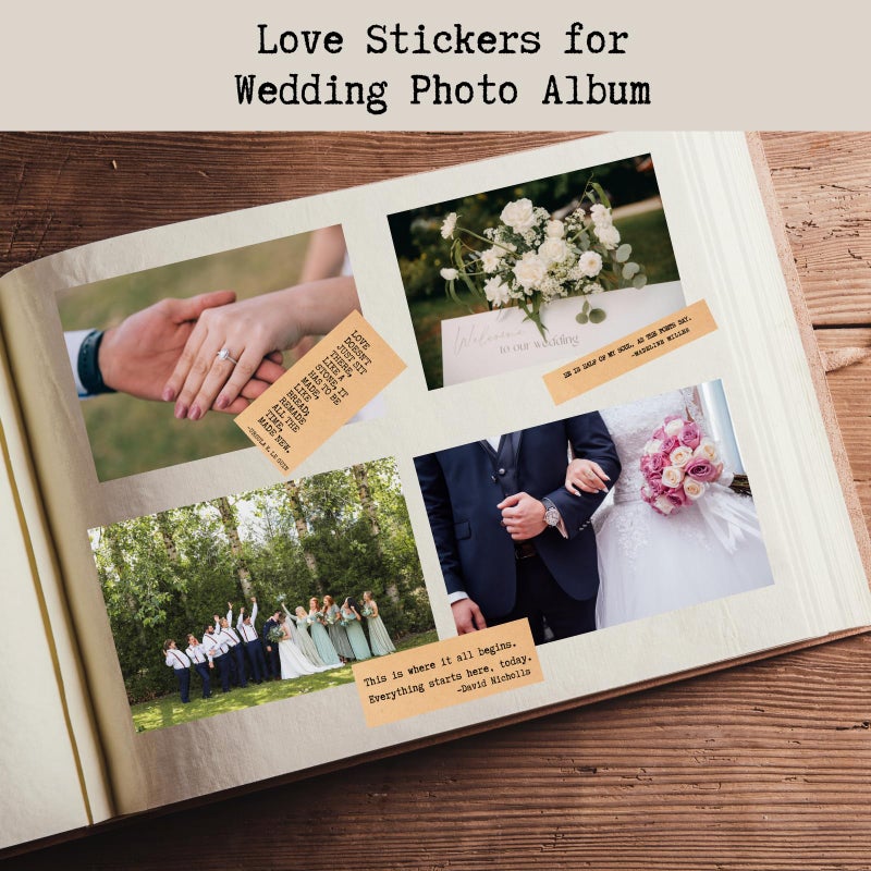 TriluckyDeco Wedding Scrapbook Stickers Love Quotes Vintage,Couples Lover Themed Anniversary Photo Album Retro Ephemera Scrap Booking Supplies Aesthetic Junk Journal Journaling for Adults Art Collage - Image 2