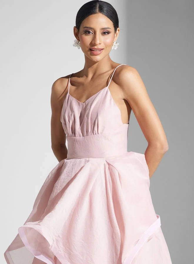 True Decadence Cami Strap Ruffle Maxi Dress