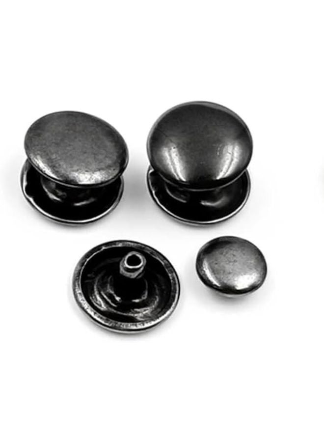 برأس معدني أسود النيكل 6x12 مم مسامير برشام مزدوجة الغطاء 100 مجموعة لإصلاح الأحزمة والحقائب والأحذية والحرف الجلدية - Image 2