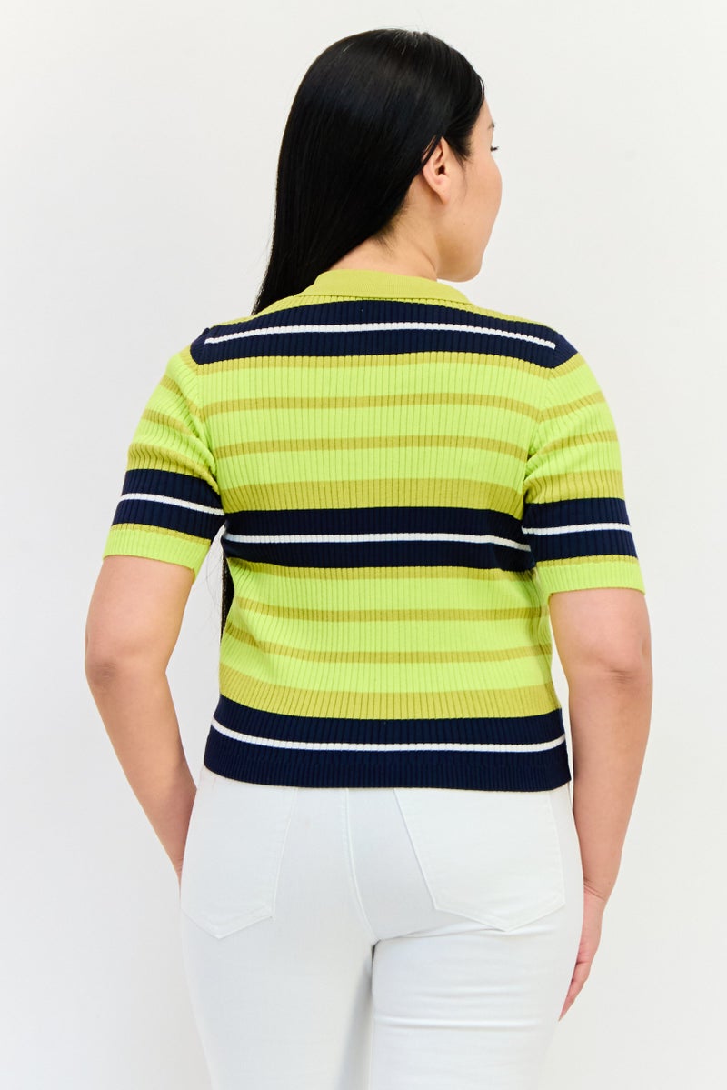 ONLY Women Short Sleeves Stripe Cropped Polo Shirts, Multicolor  - Image 3