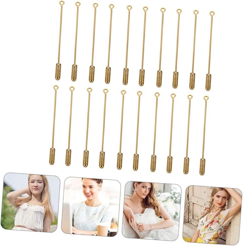 20 قطعة دبابيس طويلة للقبعة بلون فضي لدبابيس البروش DIY لصنع المجوهرات - Image 4